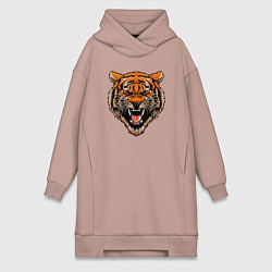 Женское худи-платье Tiger Hunter, цвет: пыльно-розовый