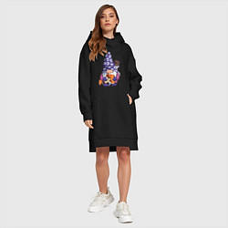 Женское худи-платье Гном с мухомором, цвет: черный — фото 2
