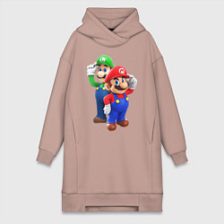 Женское худи-платье Mario Bros, цвет: пыльно-розовый