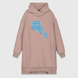 Женское худи-платье Armenia Blue Map, цвет: пыльно-розовый