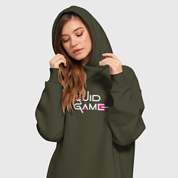 Женское худи-платье Squid Game: Logo, цвет: хаки — фото 2