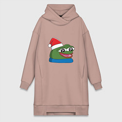 Женская толстовка-платье Pepe, pepe happy, Пепе хеппи, pepe happy new year