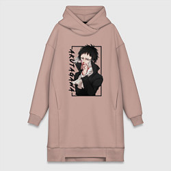 Женское худи-платье Рюноске Акутагава Великий из бродячих псов, цвет: пыльно-розовый