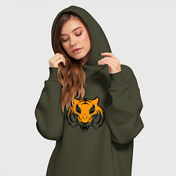 Женское худи-платье Тигр логотип, цвет: хаки — фото 2