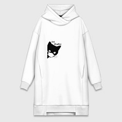 Женское худи-платье Кот в маске, цвет: белый