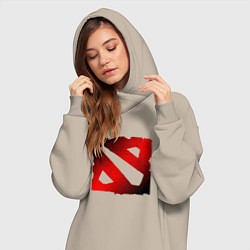 Женское худи-платье ЧЁРНО КРАСНОЕ ЛОГО ДОТА 2 DOTA 2 LOGO, цвет: миндальный — фото 2