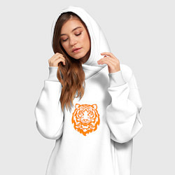 Женское худи-платье Символ года тигренок оранжевый, цвет: белый — фото 2