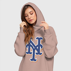 Женское худи-платье New York Mets - baseball team, цвет: пыльно-розовый — фото 2