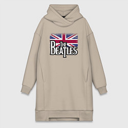 Женское худи-платье The Beatles Great Britain Битлз, цвет: миндальный