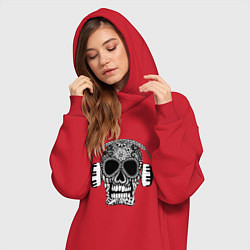 Женское худи-платье Musical skull, цвет: красный — фото 2