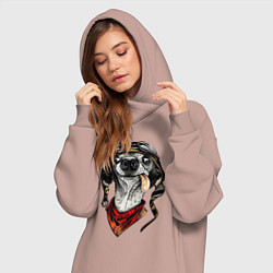 Женское худи-платье Biker dog, цвет: пыльно-розовый — фото 2