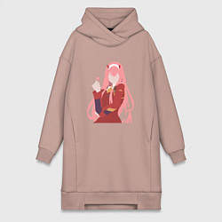 Женское худи-платье Zero Two 03 Darling, цвет: пыльно-розовый