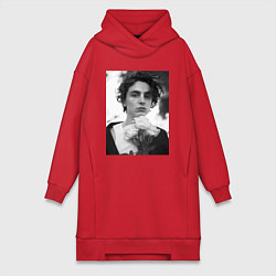 Женское худи-платье Timothee Chalamet с розами, цвет: красный