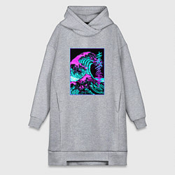 Женская толстовка-платье НЕОНОВАЯ ВОЛНА, ЯПОНИЯ, ФУДЗИЯМА JAPAN NEON