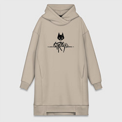 Женское худи-платье Stray: Black Logo, цвет: миндальный