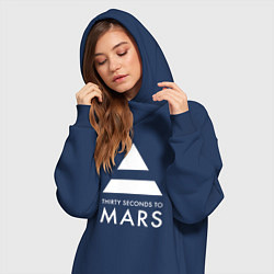 Женское худи-платье 30 Seconds to Mars: 30 секунд цвета тёмно-синий — фото 2