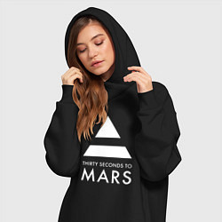 Женское худи-платье 30 Seconds to Mars: 30 секунд, цвет: черный — фото 2
