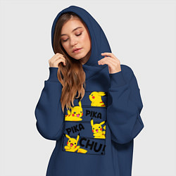 Женское худи-платье Пика Пика Пикачу Pikachu, цвет: тёмно-синий — фото 2
