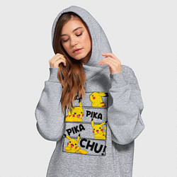 Женское худи-платье Пика Пика Пикачу Pikachu, цвет: меланж — фото 2