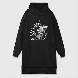 Женское худи-платье Scratch - трековые велогонки, цвет: черный