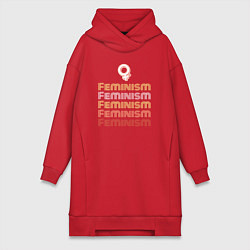 Женское худи-платье Feminism - retro, цвет: красный