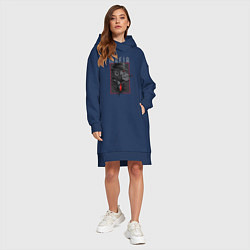 Женское худи-платье Обезьяна мафиози, цвет: тёмно-синий — фото 2