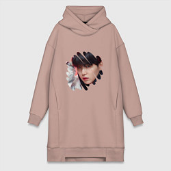 Женское худи-платье Agust D SUGA BTS, цвет: пыльно-розовый