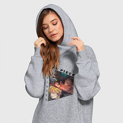 Женское худи-платье Ван-Пис, Луффи, Зоро Ророноа, Санджи Винсмок, цвет: меланж — фото 2