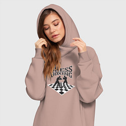 Женское худи-платье Шахматы Бокс, цвет: пыльно-розовый — фото 2