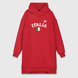 Женское худи-платье Футбол Италия, цвет: красный