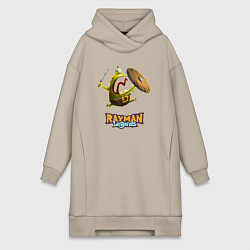 Женская толстовка-платье Rayman Legends Зеленый человечек с щитом