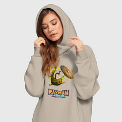 Женское худи-платье Rayman Legends Зеленый человечек с щитом, цвет: миндальный — фото 2