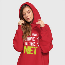 Женское худи-платье Dont make come to the net теннисная шутка, цвет: красный — фото 2