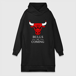 Женское худи-платье Chicago Bulls are coming Чикаго Буллз, цвет: черный