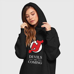 Женское худи-платье New Jersey Devils are coming Нью Джерси Девилз, цвет: черный — фото 2