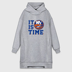 Женское худи-платье It Is New York Islanders Time Нью Йорк Айлендерс, цвет: меланж