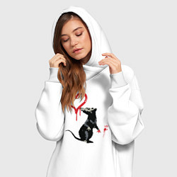 Женское худи-платье BANKSY БЭНКСИ крыса и сердце, цвет: белый — фото 2