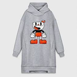 Женское худи-платье Cuphead красная чашечка, цвет: меланж