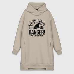 Женская толстовка-платье Danger No swiming Evil White Shark