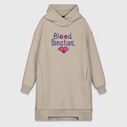 Женское худи-платье Blood Donation, цвет: миндальный