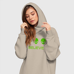Женское худи-платье BELIEVE инопланетяне, цвет: миндальный — фото 2