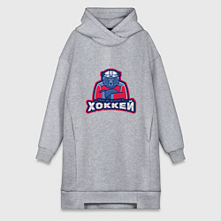 Женское худи-платье Россия - Хоккей, цвет: меланж