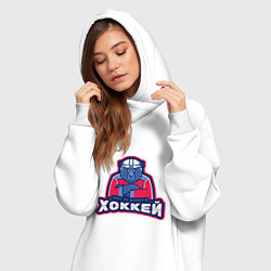 Женское худи-платье Россия - Хоккей, цвет: белый — фото 2