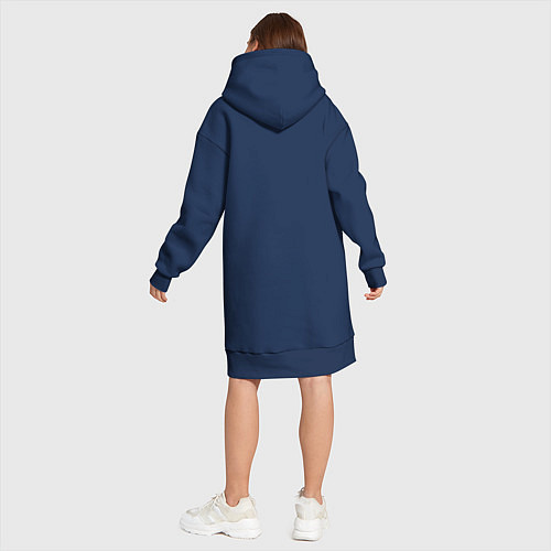 Женская толстовка-платье ЯГУАР 3D Logo / Тёмно-синий – фото 5