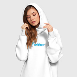 Женское худи-платье Твиттер и Тесла Илон Маск купил Твиттер, цвет: белый — фото 2
