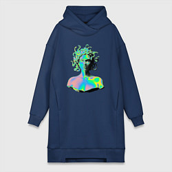 Женское худи-платье Gorgon Medusa Vaporwave Neon, цвет: тёмно-синий