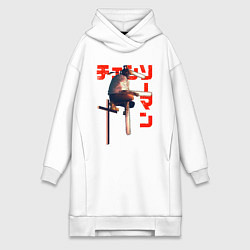Женское худи-платье Человек-бензопила на кресте, цвет: белый