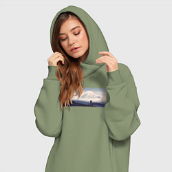 Женское худи-платье Mount Fuji 1932 - Гора Фудзи, цвет: авокадо — фото 2