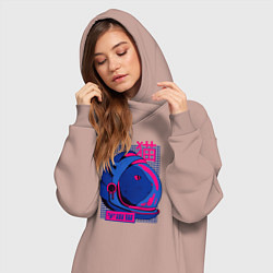 Женское худи-платье Кошка в скафандре, цвет: пыльно-розовый — фото 2