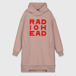 Женское худи-платье Radiohead большое красное лого, цвет: пыльно-розовый